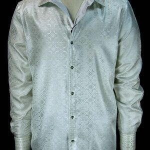 Robert Graham Noble Touch $598 White Tonal Silk Jacquard Limited Edition